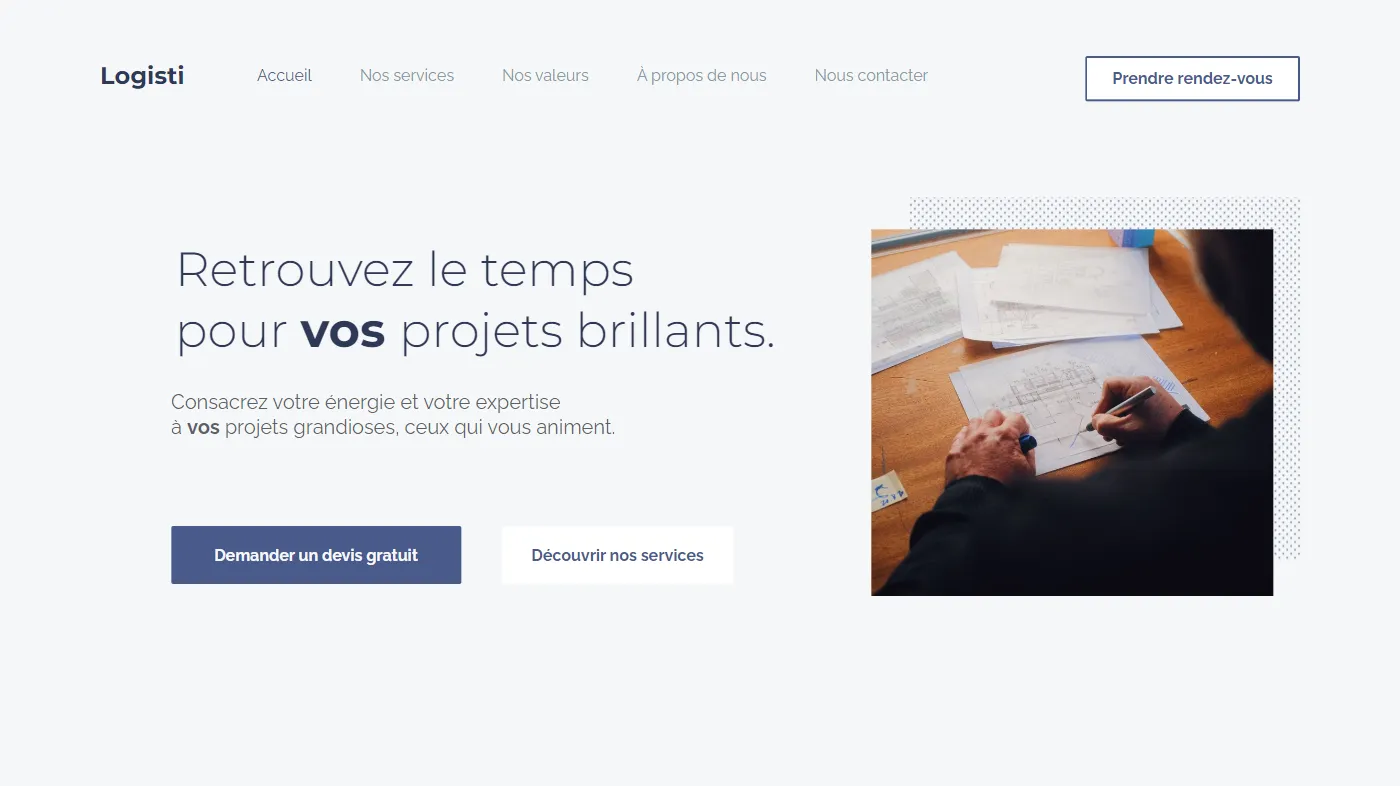 Thème pour la création de site de Logisti